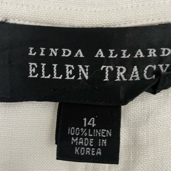 Linda Allard Ellen Tracy Unstructured White Linen Blazer - Picture 7 of 9